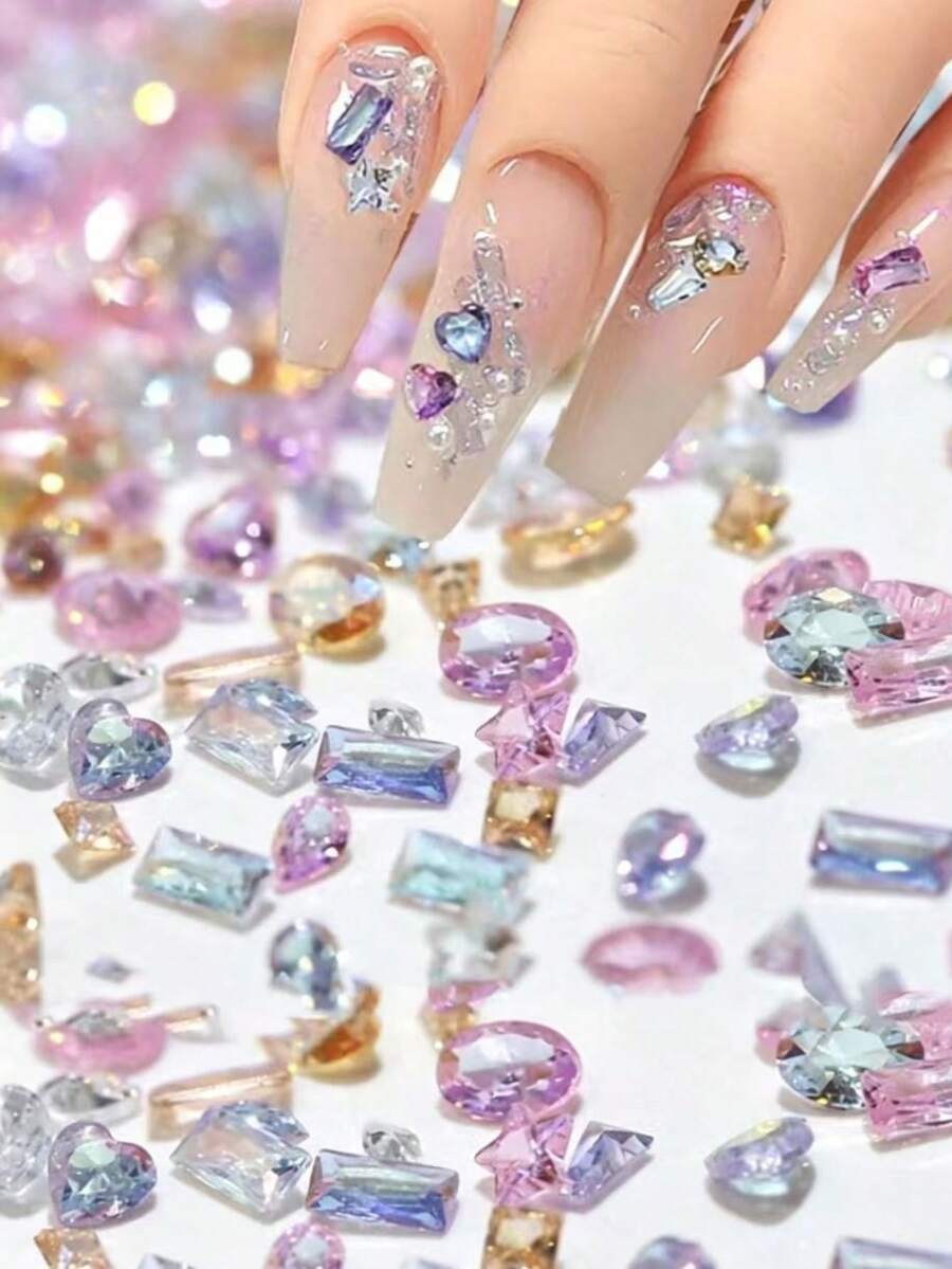 100/200pcs Colorful Cubic Zirconia Small Nail Art Charms 3D Nail Decor - Multicolor - View 1