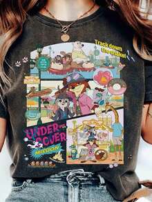 PerS1onA1Jes de lA1 Película vintage Z1ootopia T1S1Hirt, Judy Hopps Nick Wilde S1Hirt, Zootropolis T1EE, Land Family 2025 TR1ip T1EE - Negro - Ver 2