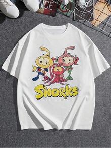 Blusas Bonito Playera informal de verano para mujer con estampado de animación clásica, cuello redondo, manga corta, 100 % algodón, 220 g de algodón grueso 100% Cotton Blusas Para Mujer Casual - Blanco - Ver 4
