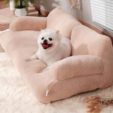 Sofá cama para mascotas, cálido, suave, cómodo, extraíble, lavable, con base antideslizante. Cama para gatos y perros. - Albaricoque - Ver 2