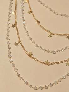 INS Style Crystal Star Tassel Multi-Layer Hair Accessory Chain, Fashionable Decorative Hair Clip Suitable For Women To Wear At Weddings And Parties,Festival,Party, Head Jewelry, Head Chain, Headpiece - Gold - View 5