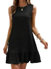 2026 Spring/Summer New Versatile Sleeveless Round Neck Dress Women's Swim Dress Beachwear - Black - View 1