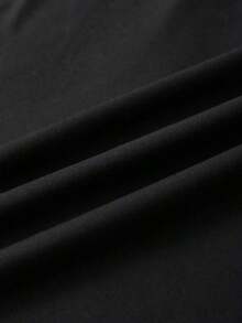 Vestido ajustado mini de manga corta con cuello redondo e impresión de amor casual para mujeres, verano - Negro 2 - Ver 3