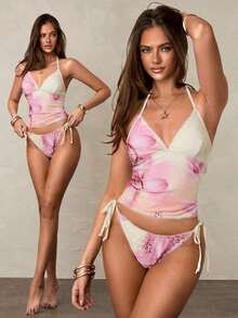 Conjunto de bikini a cuadros de cereza dulce - Multicolor - Ver 7