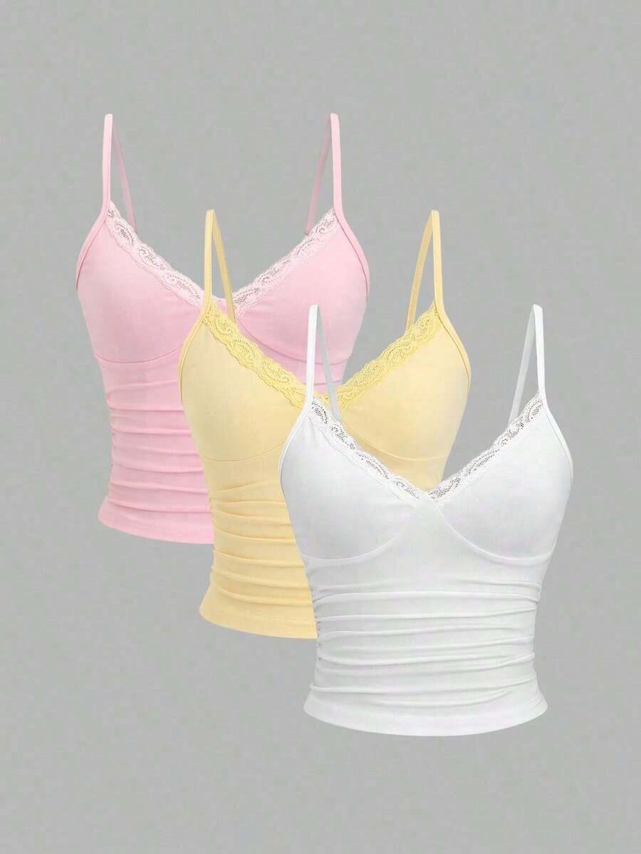 Conjunto de camiseta con volantes y encaje sexy de estilo - Multicolor 8 - Ver 1
