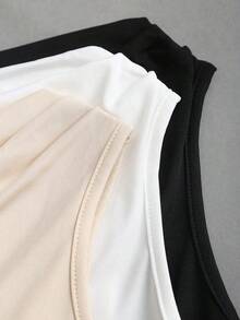 Sweetro Conjunto de 3 piezas de moda europea y americana para mujer en unicolor, con decoración metálica, dobladillo retorcido y dobladillo asimétrico, camiseta casual y versátil para uso diario - Multicolor 13 - Ver 6