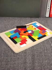 2pcs Wooden 3D Colorful Building Block Puzzle, Logic Thinking Training, Concentration Development, Parent-Child Interaction - Multicolor - View 6