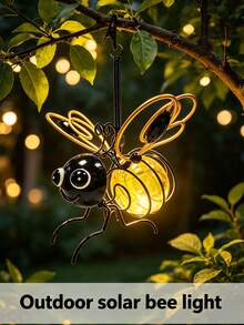 Luzes de Abelha para Exterior - Luzes Decorativas de Abelha Solares Penduráveis com Mola - Luzes Solares Penduráveis para Exterior, Adequadas para Decoração de Jardim, Quintal, Pátio, Varanda e Presentes de Aniversário (Amarelo) - amarelo - Visão 5