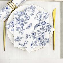 50 Stück Einweg-Servietten 13 * 13 Zoll mit blau-weißem Blumenmuster, 10 verschiedene Muster und jeweils 5 Blätter. Geeignet für Geburtstage, Hochzeitsfeiern, Vintage-Themen, Nachmittagstee, Picknicks und Restaurantdekoration - Übersicht 12