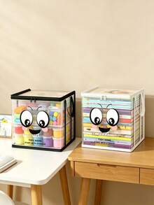1pc Foldable Storage Box , Baby Room Clothes, Book Storage Box, Transparent Waterproof Household Sorting Storage Box,Hair Accessories Organizer - Multicolor - View 1