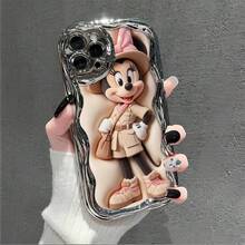 Disney Minnie Mouse Phone Case, Cartoon Art Protective Cover. Compatible With IPhone 17, 16, 15, 14, 13, 12, 11 Pro Series, Featuring Plush Minnie In A Safari Outfit With A Pink Polka-Dot Bow Against A Soft Beige Background, Perfect For Animation Fans, Ideal For Birthdays, Holidays, Anniversaries, Graduation Gifts, Or Any Special Occasion To Surprise Family, Friends, Classmates, And Loved Ones. - Bạc - Xem 2