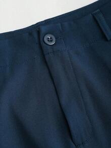 Pantalones anchos plisados de jacquard elegante vintage para mujer, para otoño/invierno - Azul 2 - Ver 4