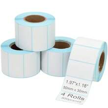 Nhãn nhiệt 40mm, nhãn tự dính màu trắng, tờ nhãn dán cho hộp đựng, nhãn hình chữ nhật, đường kính lỗ 40mm. - Xem 3