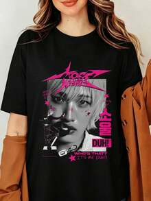 Hyunjins Strays Kidss K-Pop Graphic T-Shirt Hwang Hyunjins Vintage Style Photo Print Streetwear Top, Retro Soul P1Harmony Shirt, 2025 P1Harmony LIVE TOUR P1ustage H Most Wanted Shirt, P1Harmony Duh! Album Shirt, P1Harmony Live Tour 2025 - Black - View 6