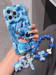 Disney Has Authorized, Phone Case - Chain Set, The Stitch Lilo & Stitch 3D Phone Case Plus A Silicone 3D Stitch Bracelet With Metallic Ring Removable Bracelet, Stitch And Angel Pattern, Compatible With Iphone17/16/15/14/13/12/11/XS/XR/X Plus Pro Max, A Stylish Cartoon Phone Case, The Perfect Gift Choice, Phone Protection, Durable Phone Cover, Great Gift For Friends And Family. - trắng - Xem 2