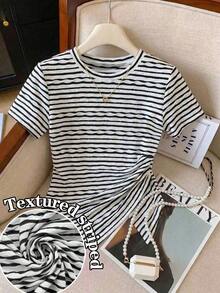Everyssa Camiseta de verano casual de unicolor, cuello redondo, manga corta, versátil, para uso casual y de negocios, camiseta básica para mujer, camiseta lisa para mujer S3433 de ropa de mujer - Multicolor 3 - Ver 1