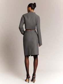 Haute Minifalda sólida casual y versátil para citas/viajes de mujer - Gris - Ver 6