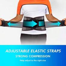 Adjustable Breathable Mesh Waist Support Belt With Reinforced Panel, Elastic Compression Trainer Suitable For Sports, Fitness And Weightlifting - Black - View 3