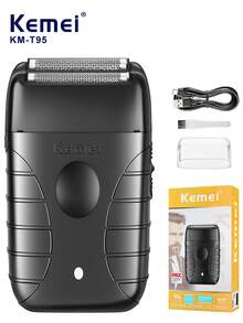 Kemei 男士電動刮鬍刀 男士鬍鬚修剪器 多功能電動剃鬚刀 適用於頭髮與面部毛髮修剪 USB充電 1200mAh長效電池 適合居家理髮或旅行使用 - 黑色 - 查看 2