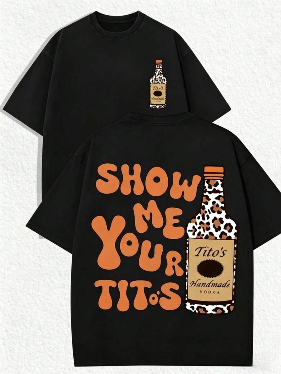 Dresses For Women Summer1 PCS Small Tito's Vodka Bottle Graphic (Leopard - Print), Back "SHOW ME YOUR TITOS" Lettering (Retro - Style Font) & Large Tito's Vodka Bottle Graphic (Leopard - Print), 100% Cotton Breathable Apparel Suitable For Men, Women, Vodka Enthusiasts, Streetwear Lovers, Edgy Fashion Aficionados, Party - Goers, Perfect For Casual Daily Wear, Street Style Outings, Parties, Hangouts With Friends, Music Festivals & Urban Fashion Occasions2026country Concert Outfit - Black - View 1