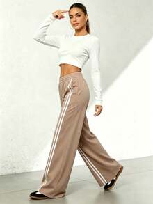 Pantalones rectos negros holgados y casuales de vacaciones para otoño e invierno - Óxido marrón - Ver 3