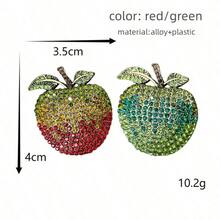 1pc Fashionable Cute Fruit Gradient Rhinestone Apple Alloy Brooch, Women's Stylish Coat Decoration Accessory - Gradient Apple Brooch - View 5