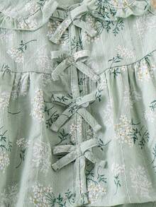 2pcs Baby Girl Fresh Peter Pan Collar Cardigan Vest & Long Pants Set, Thin Spring/Summer - Green - View 8