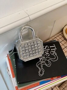 New Acrylic Mini Handbag, Fashion Clutch Purse, Personalized Lipstick Case, Celebrity Evening Bag, Crossbody Chain Bag - Silver - View 10
