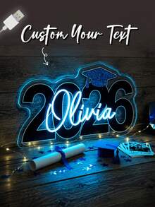 2026 Customized Neon Sign, Personalized Name LED Light, USB Powered Wall Decor, Perfect Gift For 2026 Graduates, Bedroom And Party Decoration - Multicolor - View 5