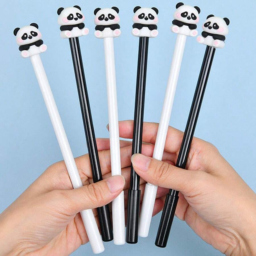 Bộ 1/3/5/8 bút bi gel hình gấu trúc dễ thương, bút viết nắp đen trắng độc đáo, thiết kế hình động vật hoạt hình, văn phòng phẩm để bàn thẩm mỹ dùng cho nhật ký, kế hoạch, ghi chú, đồ dùng văn phòng, bút viết trơn tru, sáng tạo. - A - Xem 1