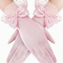 Guantes de encaje para mujer, guantes cortos de malla con decoración de lazo, adecuados para ópera de los años 20, funeral, fiesta de té de boda - multicolor - Ver 13