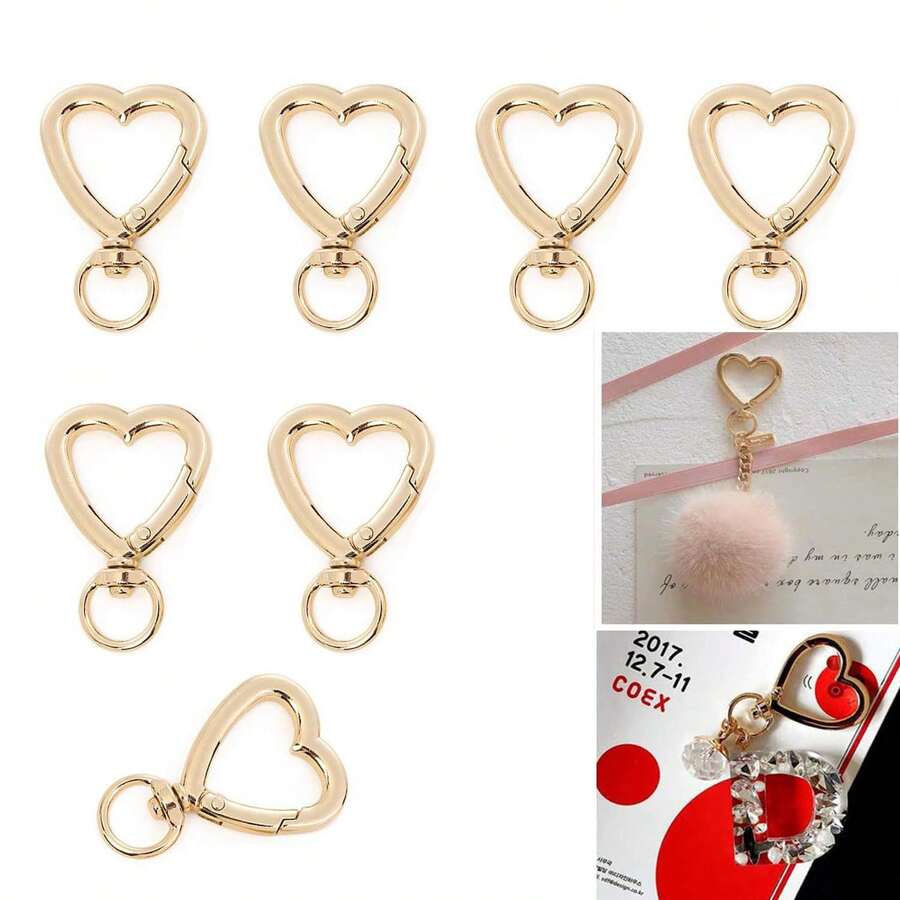 1/8 Pcs Swivel Lobster Claw Clasps Hardware Accessories Rotating Dog Buckle Metal Spring Key Chain Hook Clasps For Handbag DIY Bags Key Rings And Jewelry Making Findings (Z-Heart-Gold) - Multicolor - View 1