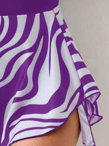 Swim Lushoire 1 pieza Traje de baño entero de unicolor para mujer, de moda para el verano - Morado - Ver 4