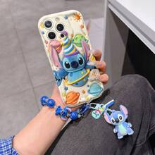 Disney Has Authorized, Phone Case - Chain Set, The Stitch Lilo & Stitch 3D Phone Case Plus A Silicone 3D Stitch Bracelet With Metallic Ring Removable Bracelet, Stitch And Angel Pattern, Compatible With Iphone17/16/15/14/13/12/11/XS/XR/X Plus Pro Max, A Stylish Cartoon Phone Case, The Perfect Gift Choice, Phone Protection, Durable Phone Cover, Great Gift For Friends And Family. - 白色 - 查看 6