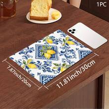 1pc Lemon Print Absorbent Mat/Drying Mat For Coffee Maker, Dishes - Polyester Absorbent Desktop Protective Mat With Rubber Anti-Slip Pad, For Kitchen Counter Decor, Home Bar And Dining Table - Multicolor - View 12