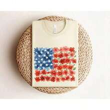 Camiseta con bandera floral de EE. UU., Camiseta del 4 de julio, Camiseta americana, Camiseta 1776, Camiseta de honor estadounidense, Camiseta floral con bandera americana, Camiseta de mujer para el 4 de julio - Blanco - Ver 2