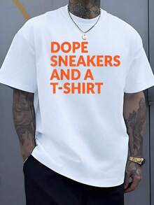 Summer T-Shirts. The Bold Orange Lettering Expresses A Confident Urban Style That Celebrates Sneaker Culture And A Laid-Back Attitude. Casual T-Shirt, 1 Piece, 100% Cotton. Summer Wear. - 白色 - 查看 9