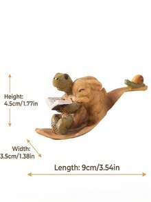 1pc Cute Desktop Small Animal Turtle Figurine, Succulent Planter, Office Decor Resin Crafts - C - View 2