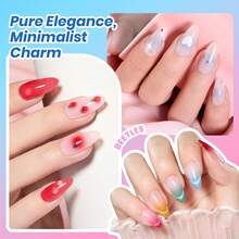 Beetles Summer Box 36Pcs 25 Colors Jelly Gel Nail Polish Set, Summer Pink Milky White Black Green Cat Eye Jelly Veil Gel, HEMA-Free TPO-Free With Base & Top Coat, UV LED DIY Salon Home Nail Art Gifts - 36Pcs 25 Colors Jelly - 查看 3