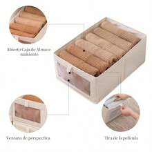 Caja De Almacenamiento Plegables Cajones Organizador De Ropa Bolsa Cestos Almacenamiento De Tela Resistente Closets Cajas Organizadoras De Almacenaje Para Ropa Juguetes Libros Dormitorio - 3 piezas - Ver 3