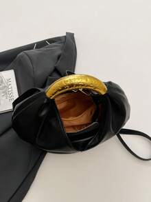 Fashionable Minimalist Pleated Cloud Handbag, Versatile Shoulder/Underarm Bag - Black - View 9