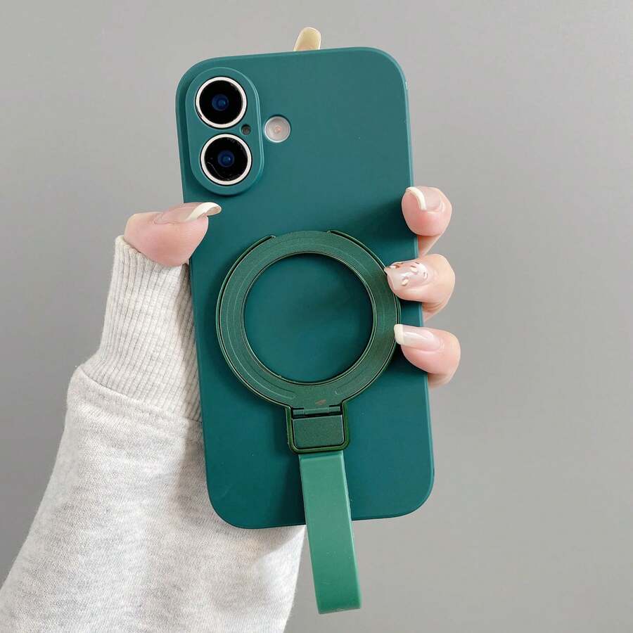 Ốp điện thoại kèm giá đỡ và dây đeo cổ tay, tương thích với iPhone 17 Pro Max, 16 Pro Max, 15 Pro Max, 14 Pro Max, 13 Pro Max, 12 Pro Max, 11 Pro Max, XS Max, 7/8 Plus, S26, 25, 24, 32, 1u, Honor. - Màu xanh lá cây đậm - Xem 1