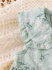 2pcs Baby Girl Fresh Peter Pan Collar Cardigan Vest & Long Pants Set, Thin Spring/Summer - Green - View 7