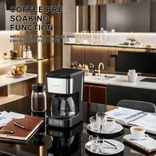 SOKANY 04044 商用頂級美式咖啡機，咖啡與茶雙用，650W 高效加熱，預浸萃取，釋放濃郁香氣，750ml 大容量，一次可沖泡 6 杯，適合宿舍與居家辦公室 - 黑色 - 查看 6