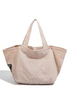 New Fashion Lazy Style Large-Capacity Letter Pattern Design Shopping Bags, Holiday Style One-Shoulder Beach Bags, Beach Bags, Travel Backpacks. - Beige - View 6