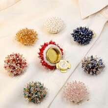 1pc/2pcs Button Cover, Suitable For Shirt DIY Craft Decoration, Sewing Cufflink, Crystal Button, Cufflink Clip, Luxury Button Cover, Holiday Gift - Baby's Breath - View 2
