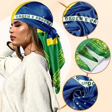 1PC Brazilian Flag Pattern Scarf For Women, Soft Head Scarf, Bandana, Hair Wrap, Neck Scarf, Shawl-Fashion Accessories For Women, For Sleeping, Travel - Multicolor - View 3