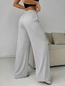 Pantalones de descanso de punto suave negros - Gris - Ver 2