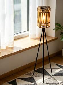 1PC Boho Rustic Solar Rattan Floor Lamp, Home Garden Patio Balcony Decor, Hand Woven Shade Iron Tripod Stand, Indoor & Outdoor Universal Light, Daily Holiday Party Decoration, Festival Gift, Home Renovation Must-Have - Multicolor - View 12