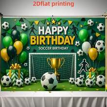 2D Piatto 1 pezzo Sfondo in Poliestere per Compleanno di Calcio per Ragazzi, Palloncino Trofeo Porta da Calcio, Sfondo Fotografico con Silhouette Sportiva, Uso Interno/Esterno, Perfetto per Festa di Compleanno a Tema Calcio per Ragazzi, Celebrazione di Compleanno per Appassionati di Sport, Decorazione Tavolo dei Dolci, Fotografia di Compleanno, Disponibile in Più Dimensioni - A - Visualizzare 2